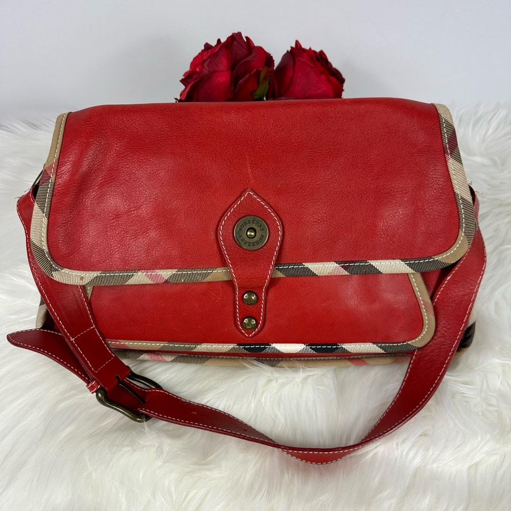 Burberry Red Leather Shoulder Bag